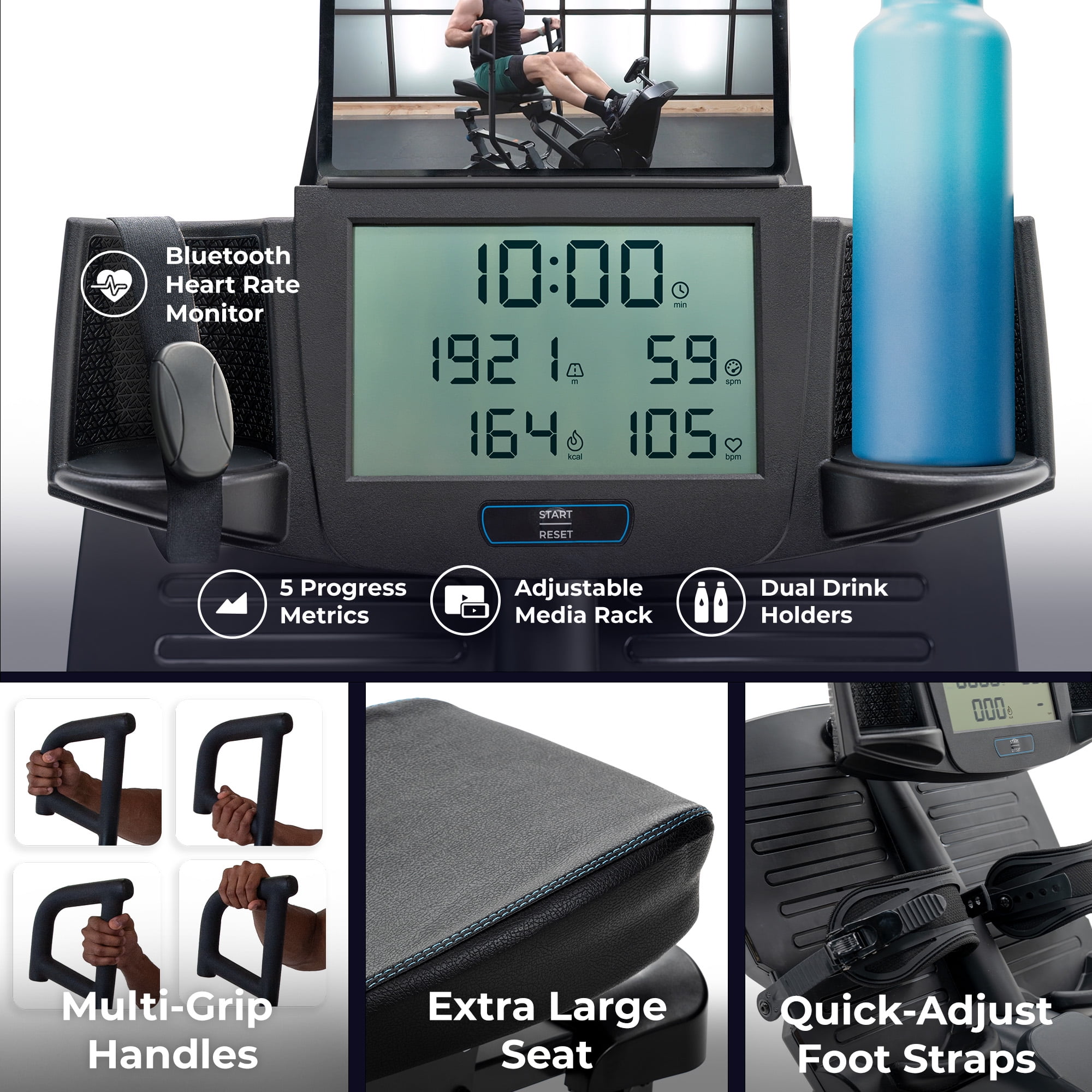 Teeter Power10 MAX Rower with 2-Way Magnetic Resistance Elliptical Motion - Indoor Rowing Machine w/Bluetooth HRM Connectivity, Teeter Move App - Free Classes & Coaching