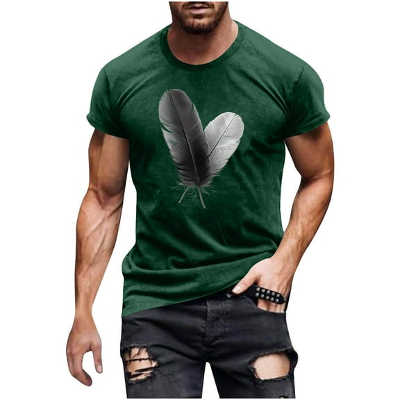 T Shirts for Men under $5 Short Sleeved Round Neck Casual Printed Shirt