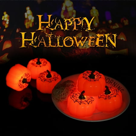 

Tuelaly 12Pcs Candle Light Luminous Flameless Realistic Decorative Eye-catching Ghost Festival Decoration Battery Powered Halloween Pumpkin LED Electronic Candle Lamp Night Light Party Supplies