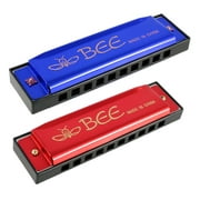 Miuline 2pcs Harmonica Key of for Kids Beginners Holes Musical Instrument Educational for Beginners Student Gift Red&Blue