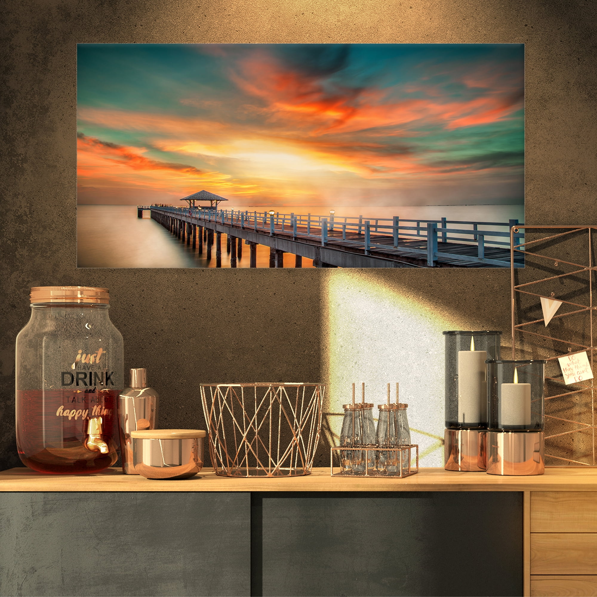 Designart 'Wooden Pier ' Landscape Photo Canvas Art Print
