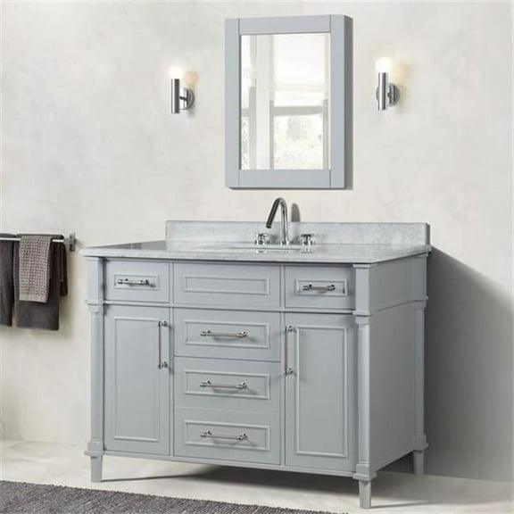 48 in. Single Vanity with Carrara Marble Top, Light Gray & White