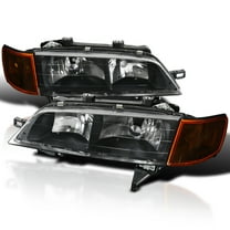 Spec-D Tuning Black Housing Clear Lens Headlights   Amber Corner Lights Compatible with 1994-1997 Honda Accord L R Pair Head Light Lamp Assembly
