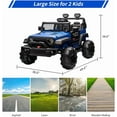 thumbnail image 7 of Blue 24V 9Ah Two-Seater Electric Ride-On Car for Kids with Remote Control, Dual 120W Motors, 20" Extra Large Seats, LED Headlights, Storage, Bottle Holder, FM Radio, and Music for Ages 3+, 7 of 7