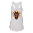 thumbnail image 2 of Flaming Laughing Fierce Clown | Womens Cars and Trucks Jersey Racerback Tank Top, White, Large, 2 of 3