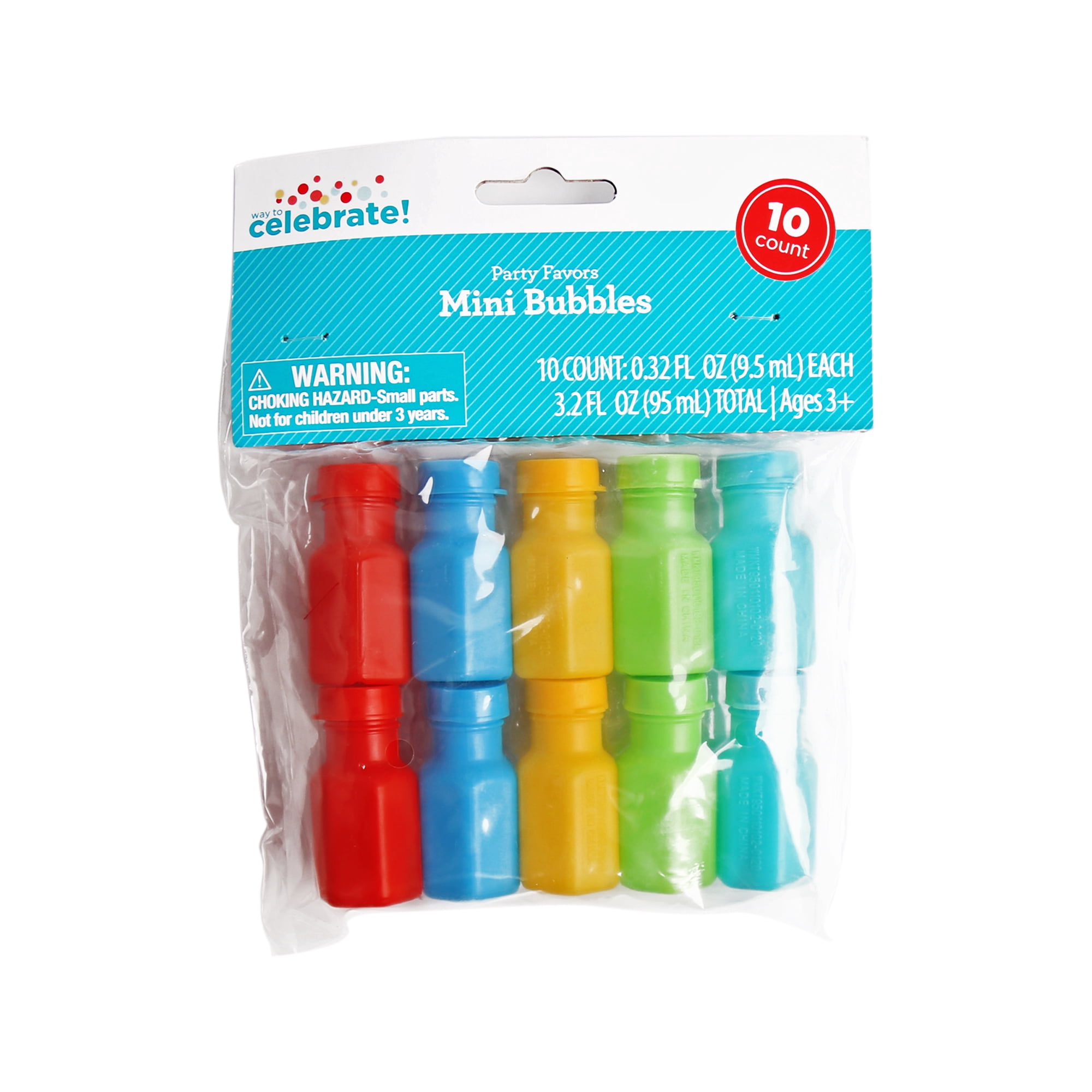 10 Mini Bubbles, Way to Celebrate Party Favors, Plastic,  Everyday, 10 Pieces