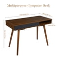 thumbnail image 3 of Ourlova Modern Home Office Writing Desk 42 Inch Computer Table Desk with Drawers Simple Mid Century Modern Desk-Walnut, 3 of 7