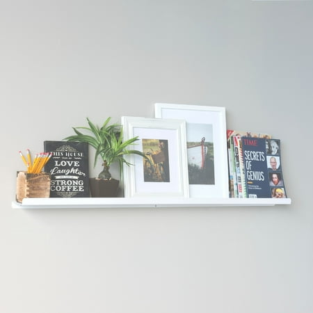 Metal Floating Wall Shelf Photo Ledge Display Bookshelf Nursery Metal Floating Wall Shelf Photo Ledge Display Bookshelf Nursery Decor 46 Inches White