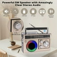 thumbnail image 4 of AM FM SW Radio Portable with Bluetooth Speaker, Illumination, USB TF Card Playing, Solar/USB-C Rechargeable Radios, Colorful Light, Transistor Radios Portable Emergency, Bluetooth Radio, 4 of 7