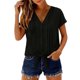 thumbnail image 4 of Camisetas de Manga Corta Extra Larga para las Mujeres Botón de Cuello en V Collar de Placa Túnica Relajada Camiseta de Manga Larga Azul Claro Mujeres, 4 of 8
