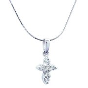 14k Gold 1/5ct TDW Diamond Cross Necklace