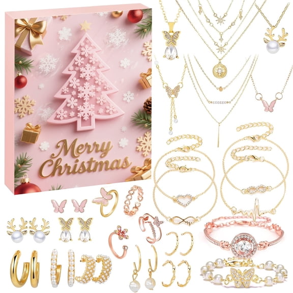 24-Day Bracelet Advent Calendar Series, Christmas Surprise Blind Box with Accessory Collection for Teens & Jewelry Lovers