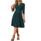 thumbnail image 1 of INSPIRE CHIC Women's Wear to Work V Neckline Midi DressPockets Elegant Midi Dresss with Belt Dark Green XL, 1 of 6