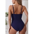 thumbnail image 3 of Women's One Piece Swimsuits Tummy Control Adjustable Straps Ruched Bathing Suit One-Piece Swimwear Navy L, 3 of 4
