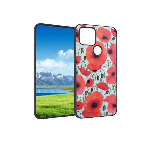Compatible with Google Pixel 5(2020) Phone Case, Poppies-235 Case Men Women, Flexible Silicone Shockproof Case for Google Pixel 5(2020)
