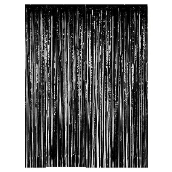 10-Pack Black Metallic Foil Curtains 2M Rain Screen Curtain Halloween Background Wall Birthday Decoration