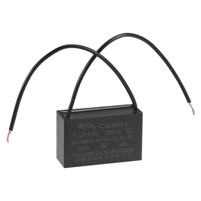 Capacitor de ventilador de techo CBB61 de 5uF 250V AC de 2 cables Uxcell