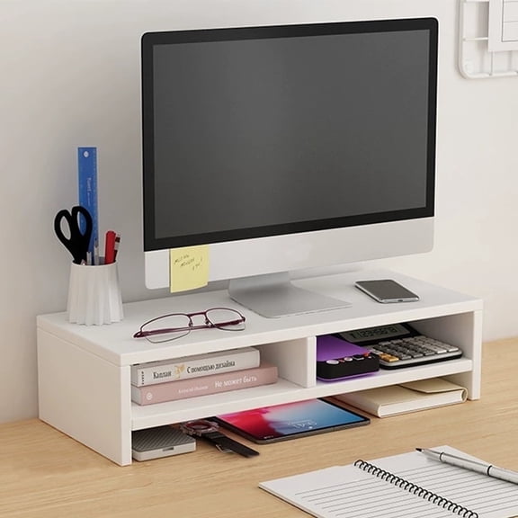 Monitor Stand Riser for Desk, 16.5 inch Computer Stand Desk Shelf, White 2-Tier