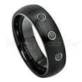 thumbnail image 1 of 6mm Brushed Dome Black Tungsten Ring - 0.21ctw Black Diamond 3-stone Band - Personalized Tungsten Wedding Ring - Custom Made April Birthstone Ring TN233BS, 1 of 1