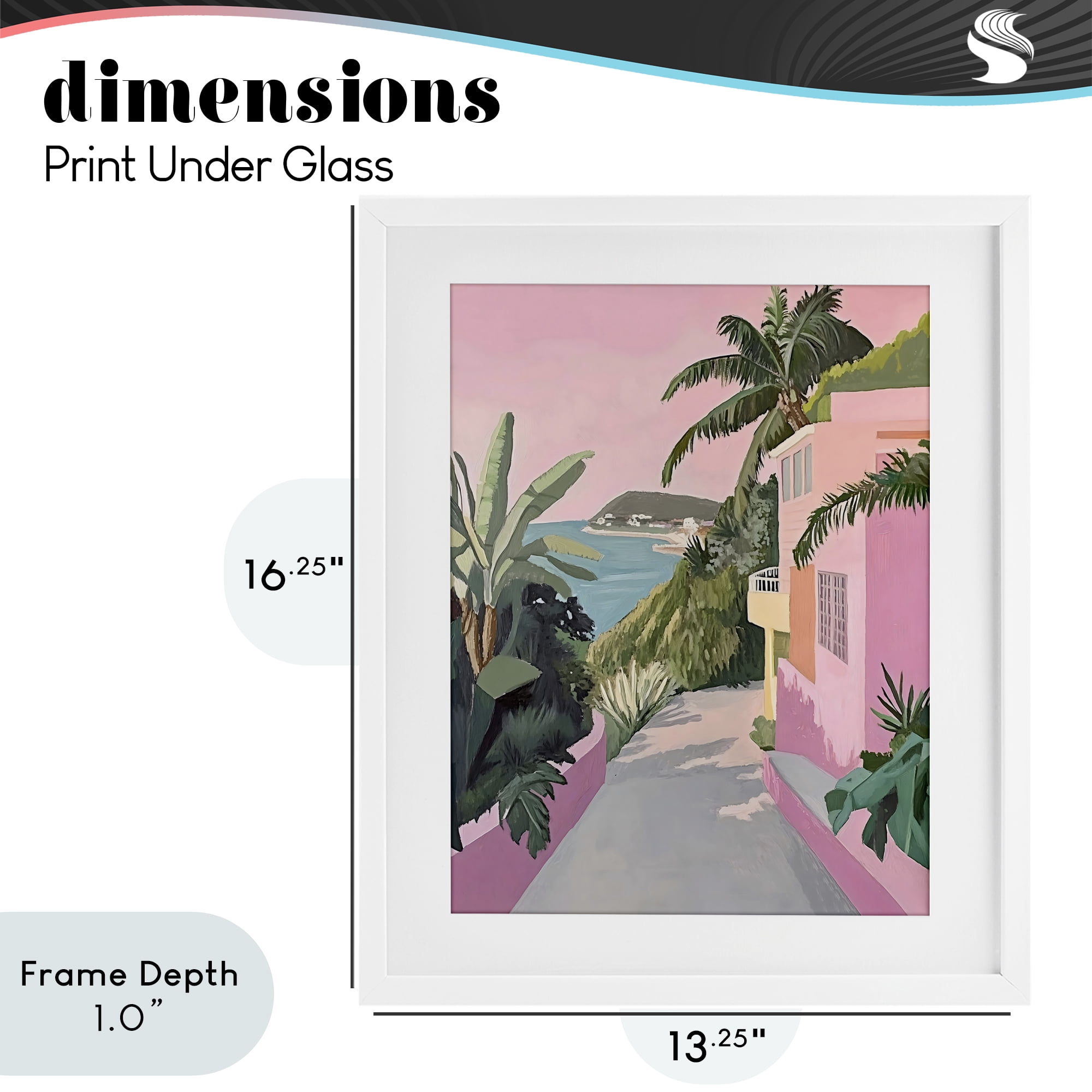 Stupell Industries Mediterranean Pink Coastal House White Framed Print Under Glass, design by The Prints Vibe