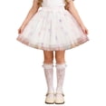 thumbnail image 2 of BRGZLK Summer Girls Skirt Sparkly Sequin Rainbow Multicolor Versatile Puffy Netting Skirt Fashion Cute Ballet Dancing Half Skirt for Holiday Party White B 9-10 Years, 2 of 5