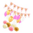 thumbnail image 2 of Set de Bandera de Feliz Cumpleaños de Papel + Pom Poms + Globo de Látex Perla Decoración Colgante de Fiesta Sunnimix Conjunto de decoración de fiesta, 2 of 8