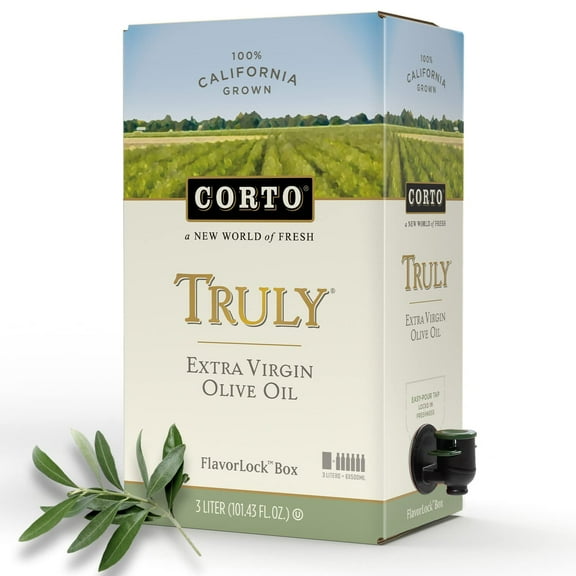 Corto TRULY | 100% Extra Virgin Olive Oil | Cold Extracted in State-of-the-Art Mill | Straight from Official Corto Olive Groves & Oil Producer | Oxygen-Free, Light Free FlavorLock Box | 3L