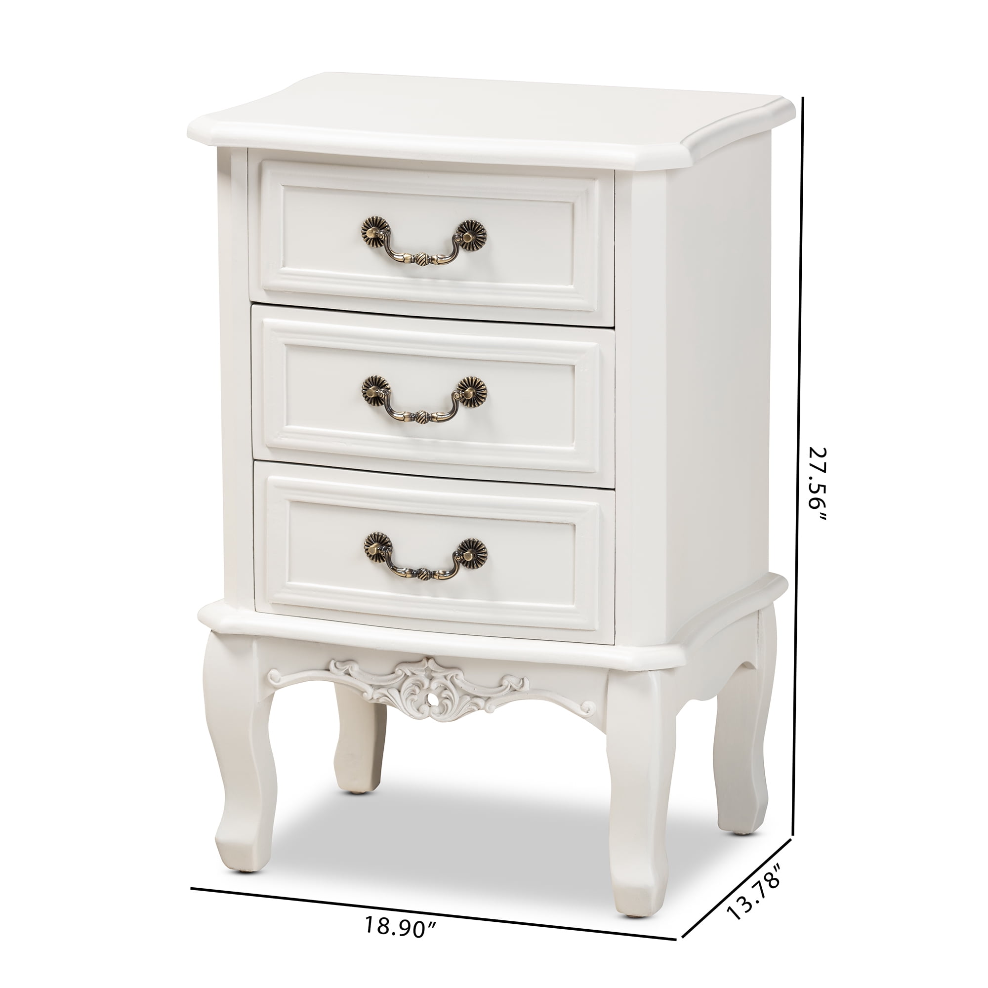 Baxton Studio Gabrielle Traditional French Country Provincial White-Finished 3-Drawer Wood End Table