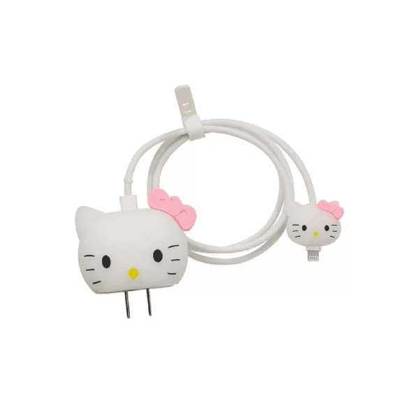 Protector Completo Para Cargador De iPhone Tipo C Dibujo 3d Hello Kitty blanco