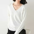 thumbnail image 2 of Women's V Neck Knit Sweater Loose Fit Korean Style Spring Autumn Pullover Versatile Layering Comfortable Casual Tops, 2 of 2