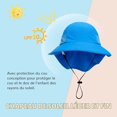 thumbnail image 3 of Gorro para el sol para bebé, gorro para el cuello para niña y niño, gorro de protección para niños, gorro de pescador transpirable, gorro de playa para niña, gorro de verano para niño, azul Talla M (2 - 6 años) JM, 3 of 5