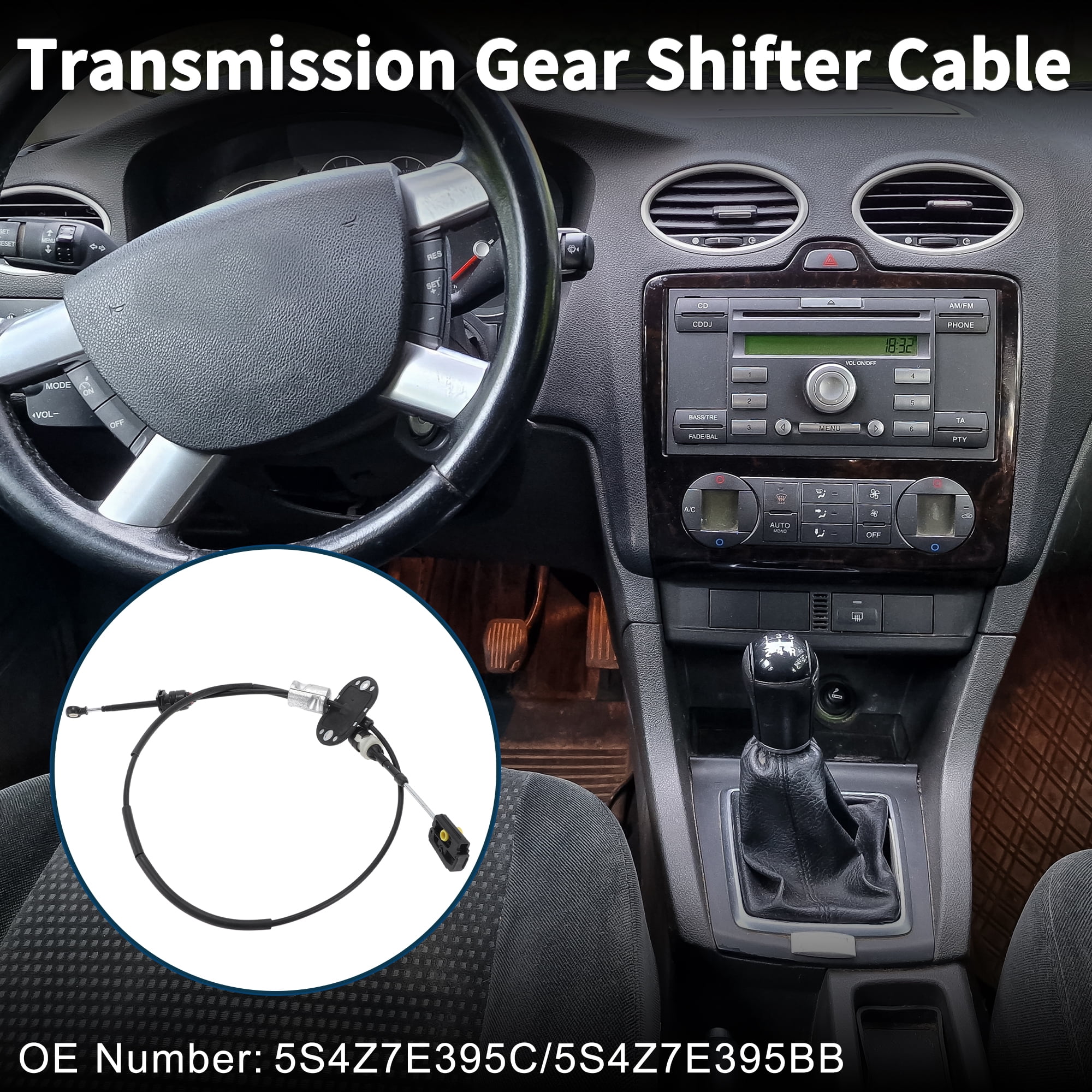 Unique Bargains Automatic Transmission Gear Shifter Cable for Ford Focus 2005-2007 Automatic No.5S4Z7E395C/5S4Z7E395BB Trans Gear Shift Control Lever Cable