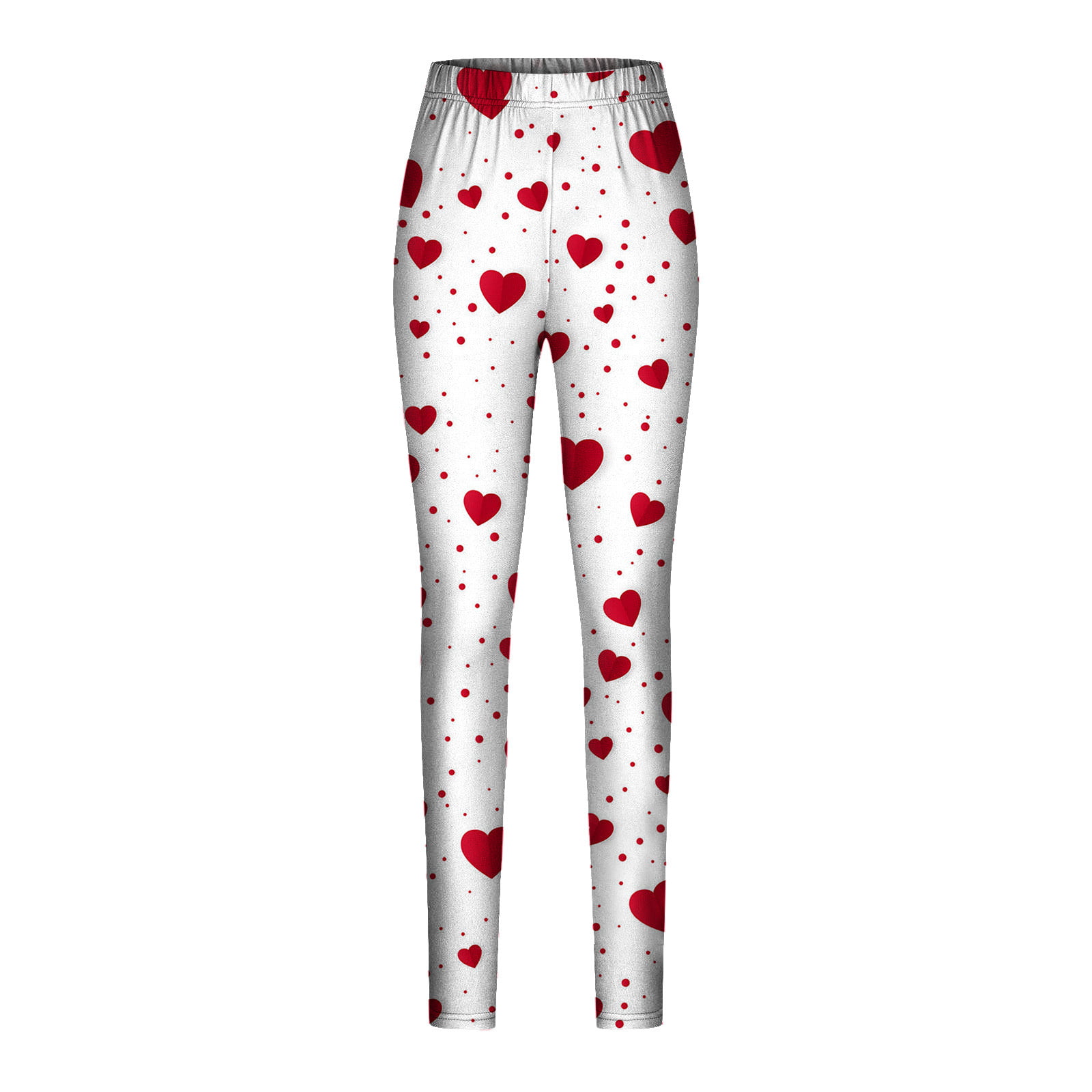 Hvyesh Women's Love Heart Leggings Cozy Tummy Control High Waisted Tights  Cute Graphic Print Butt Lift Stretchy Pants Lightweight Stretch Legging