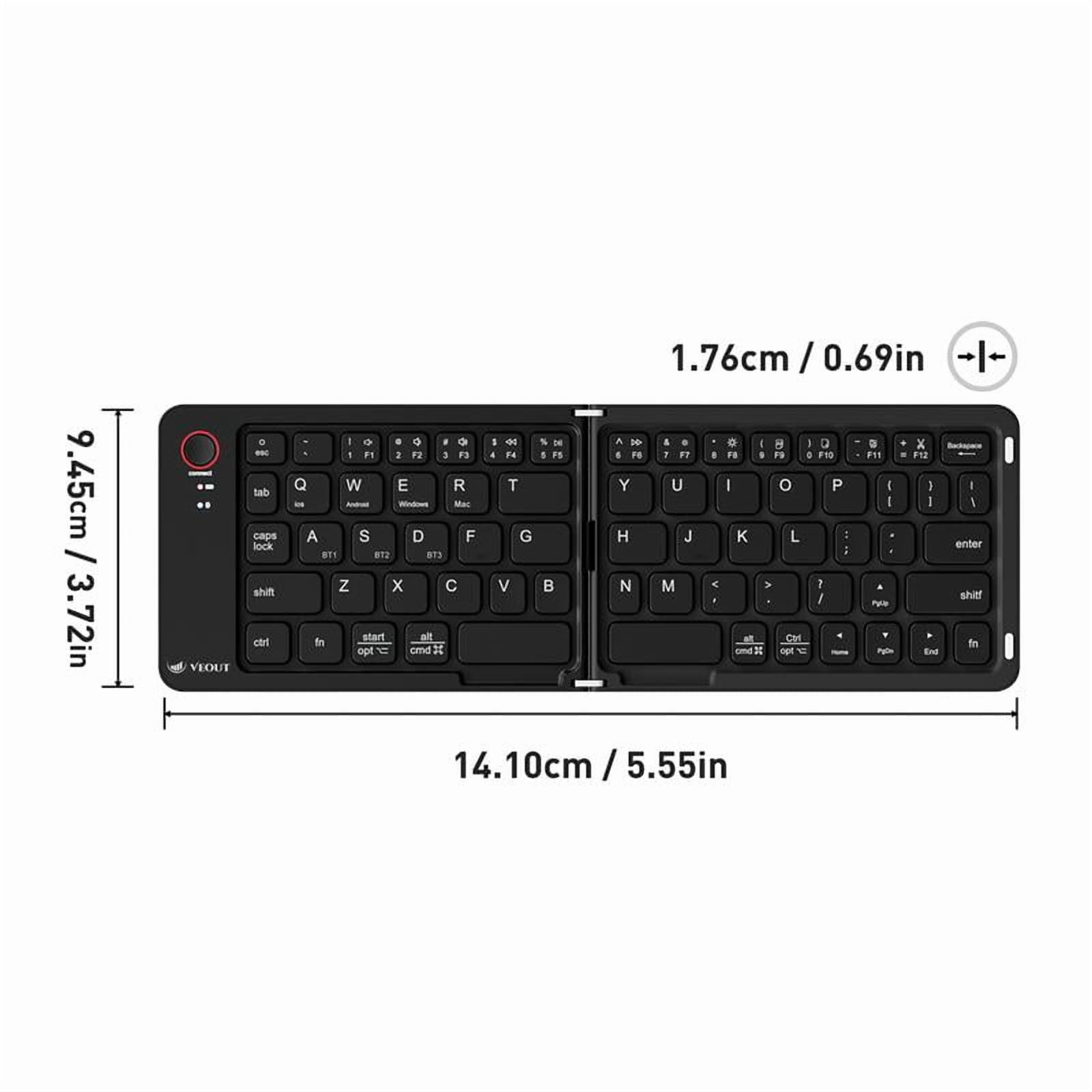 Foldable Bluetooth Keyboard, Ultra-Thin Portable Wireless Keyboard with Backlit, Lightweight for Laptop, iPad, iPhone, Android, Windows, Mac