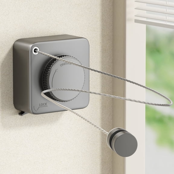 Sofinny Retractable Clothesline Indoor & Outdoor, Non-Sagging Laundry Drying Line Retracting Wall Mounted, Stainless Steel Rope-15.1 Feets Max(Gray)