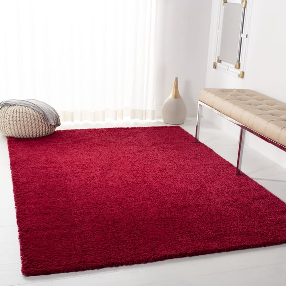 SAFAVIEH August Carlene Solid Plush Shag Area Rug, Red, 8' x 10' - Large - Modern Design, Red, Non-Shedding & Easy Cleaning, Ultra Plush Thick Pile, Ideal for Living Room, Bedroom