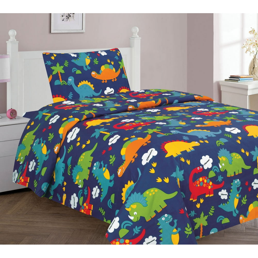 Golden Linens Twin 3 Pieces Printed Kids Sheets Bed Cover with Pillow