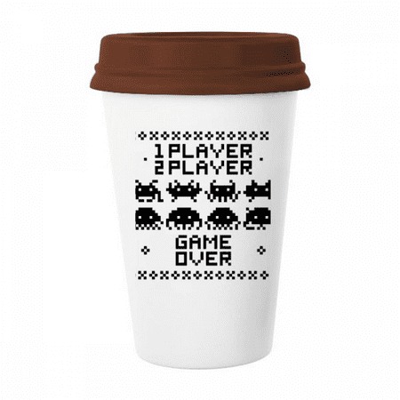 

Players Game Over Little Monster Pixel Mug Coffee Drinking Glass Pottery Cerac Cup Lid