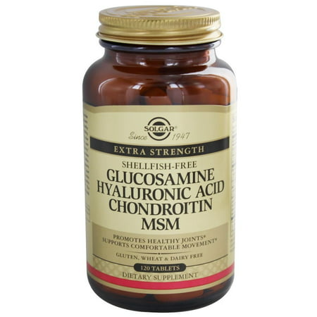 Solgar - Glucosamine acide hyaluronique chondroïtine MSM (sans crustacés) - 120 comprimés
