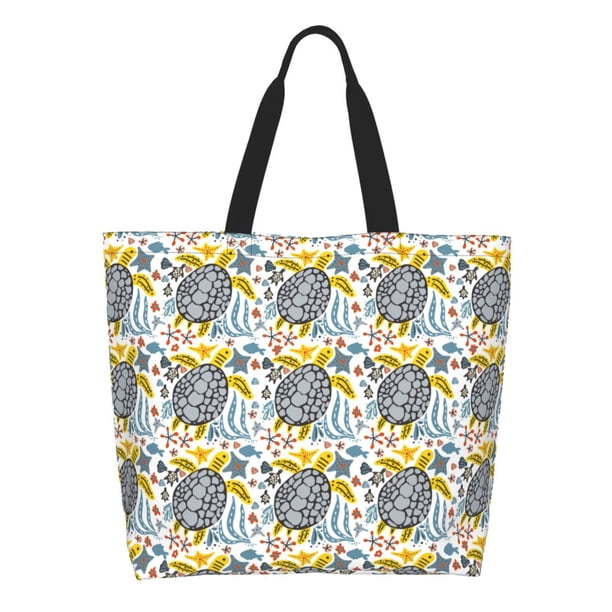 Balery Sea Turtle Bolsa Tote Estilo Estético con Cremalleras, Bolsa de Hombro, Bolsa de Compras Grande y Plegable