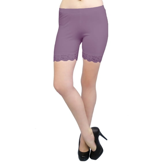 Vivian's Fashions Legging Shorts - Cotton, Lace Trim (Junior/Junior Plus Sizes)