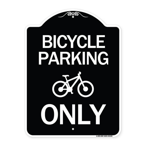 SignMission Designer Series Sign - Bicycle Parking Only (With Graphic) | Black & White 18" x 24" Heavy-Gauge Aluminum Architectural Sign | Protect Your Business & Municipality | Made in