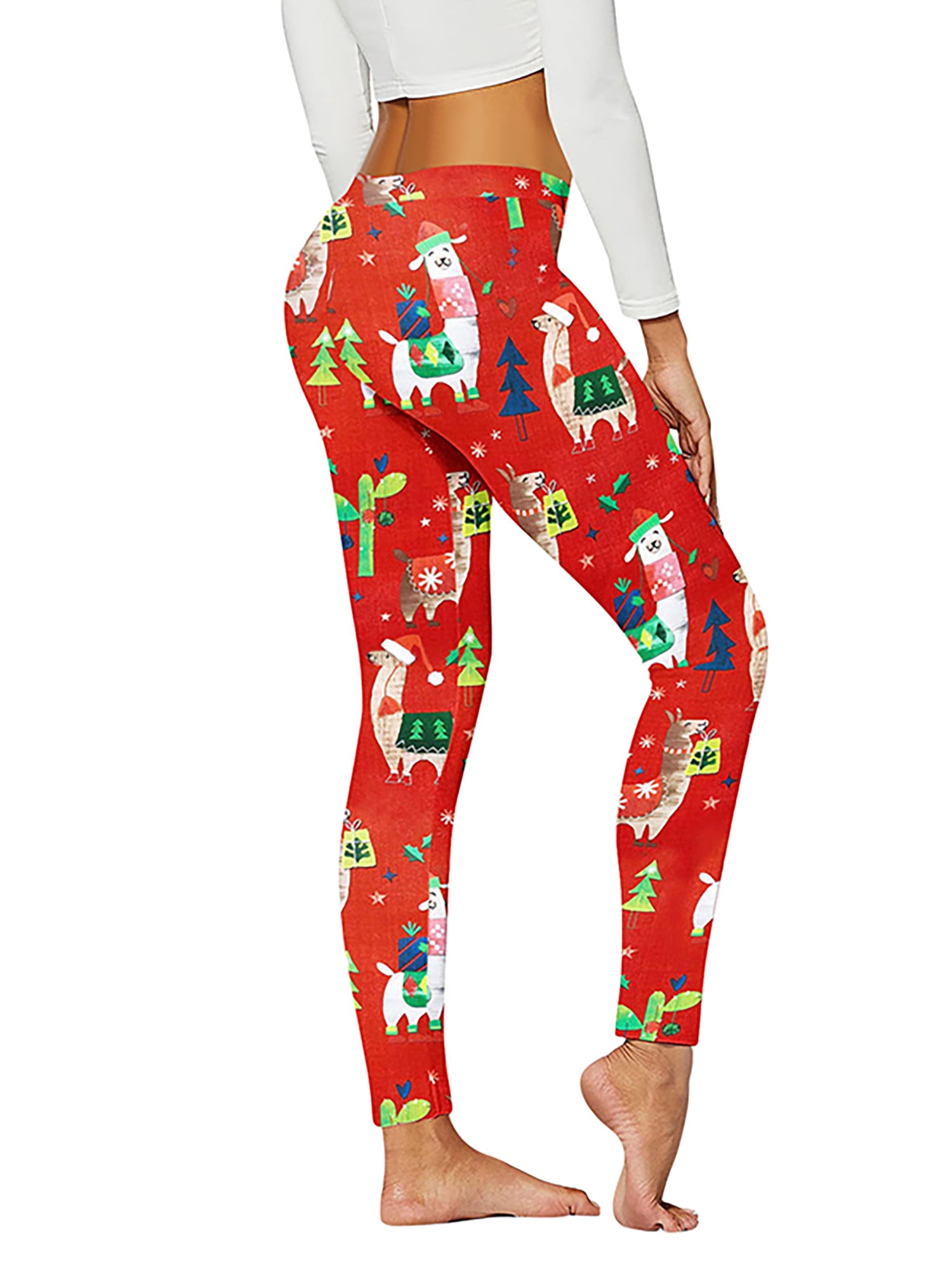 Paille Ladies Snowflake Print Skinny Bottoms Soft Festival Xmas Pants