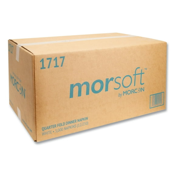 Morcon Tissue Morsoft Dinner Napkins, 1-Ply, 16 x 16, White, 250/Pack, 12 Packs/Carton