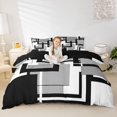 thumbnail image 2 of Homewish Geometric Plaid Bedding,Mid Century Artwork Duvet Cover Full,Black Gray,Black Reversible,3 Pieces,1 Duvet Cover and 2 Pillowcases, 2 of 6