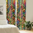thumbnail image 4 of Ambesonne Colorful Curtains 2 Panel Set, Abstract Garden on Squares, Pair of - 28" x 63", Yellow and Multicolor, 4 of 4