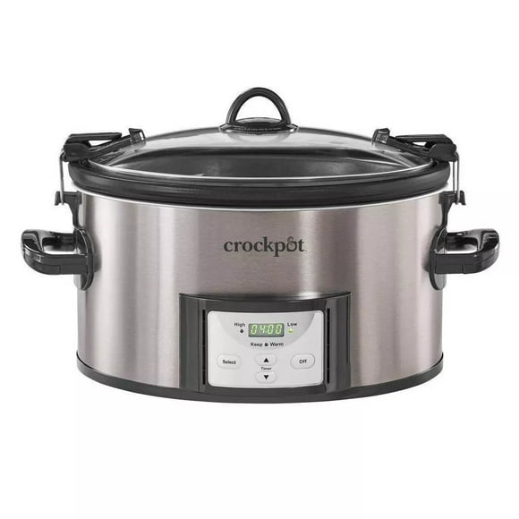 Crock Pot 7 QT Cuisinière &amp; Transporter Programmable Facile à Nettoyer Mijoteuse - Acier Inoxydable (54624914)