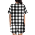 thumbnail image 3 of Qekee Black White Plaid Women's Pajama Set Short Sleeve Sleepwear Summer Home Wear with Pockets Soft Short Sleeve Shirt - Black White Plaid, 3 of 9