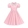 thumbnail image 3 of Vividxx Girls Dress Puff Sleeve Dress Color Block Dresses Party Daily Wear For Toddler Formal 4-5 Years, 3 of 9