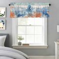 thumbnail image 3 of Ocean Octopus Window Valance for Kitchen, Summer Orange Blue Sea Animal Corals Teal Wooden Rod Pocket Short Curtain for Small Windows, Light Filtering Decorative Valance, 60 x 18 Inch, 1 Panel, 3 of 9